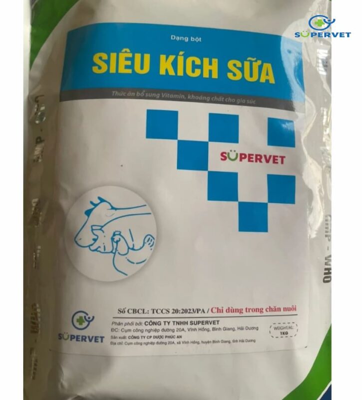 siêu kích sữa cho heo lợn trâu bò 1kg Supervet